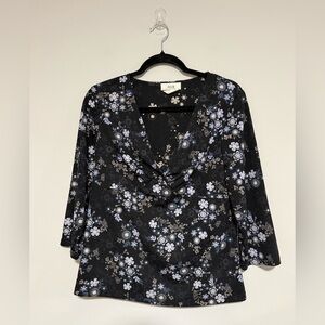 VTG AGB Amy Byer Black Floral Babydoll Top 90s Y2K Grunge See Measurements